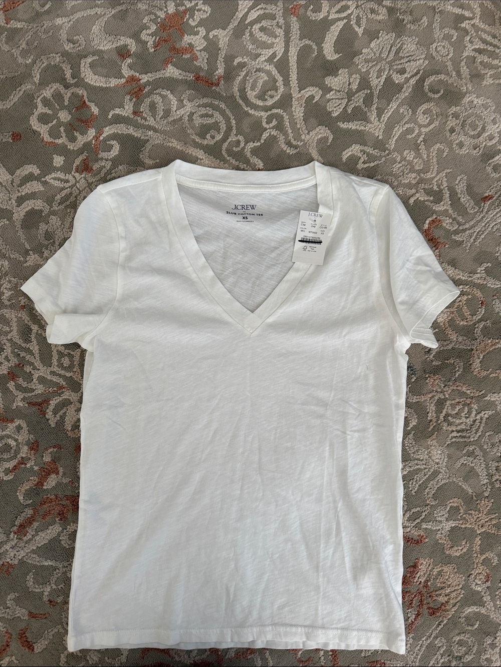 J. Crew White V-Neck Short Sleeve Cotton Tee